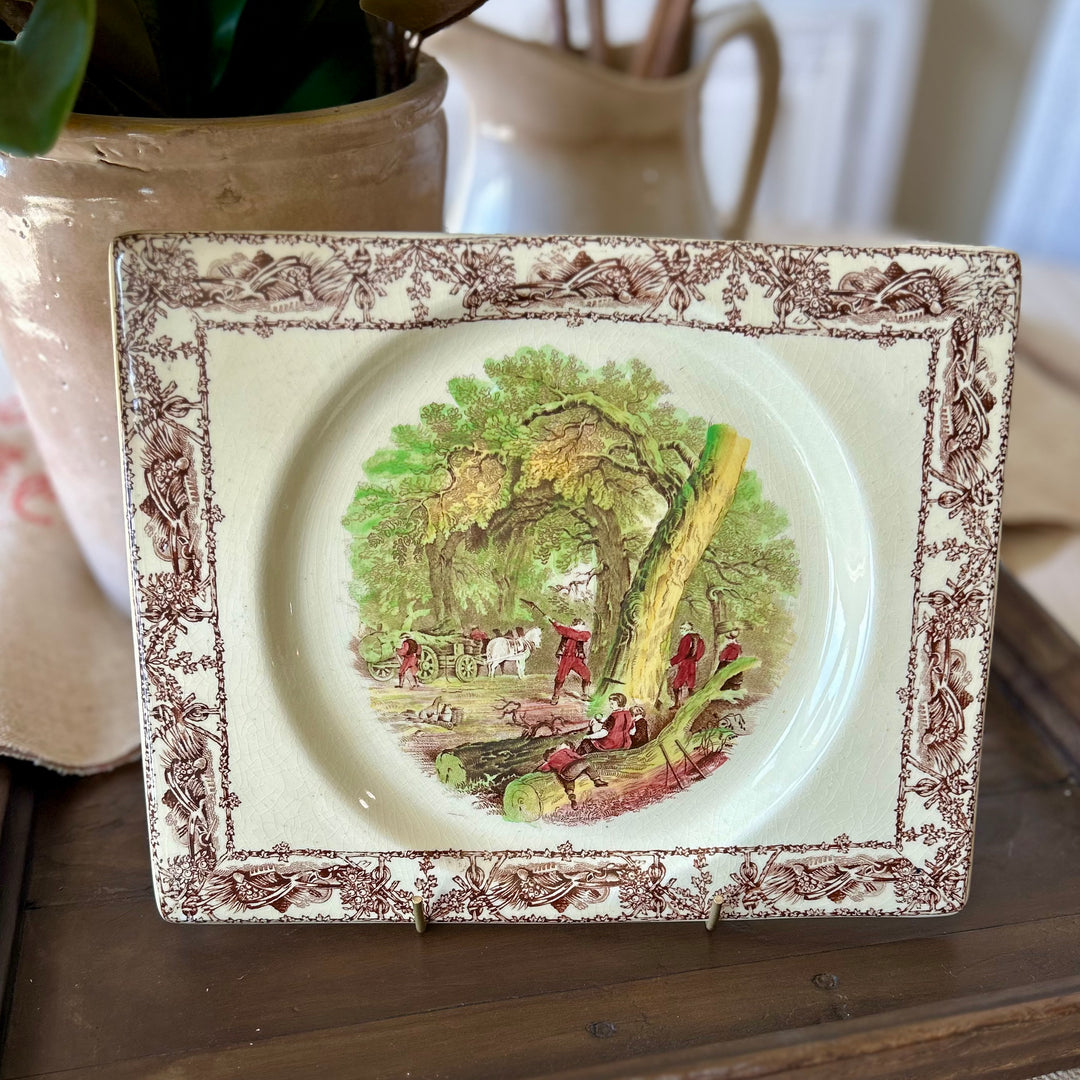 Vintage English Biarritz Transferware Plate – Royal Staffordshire “Rural Scenes”