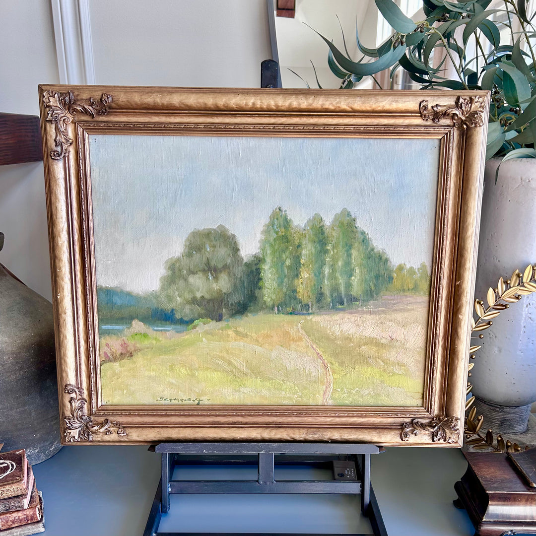 Vintage Landscape Painting in Ornate Gilt Frame