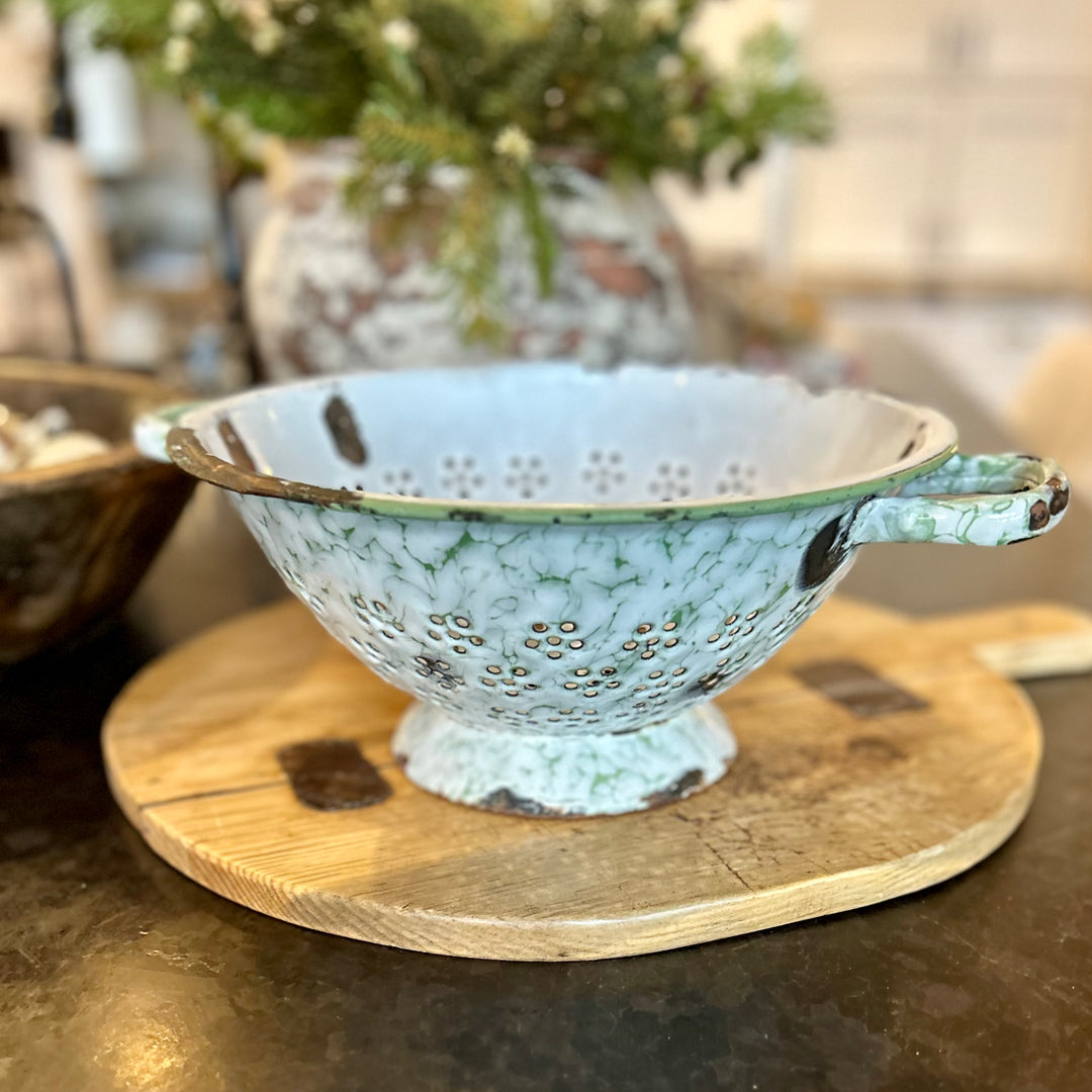 vintage French enamelware colander
