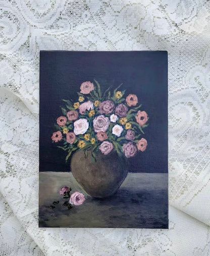Gathered Blooms-Framed Original 6x8”