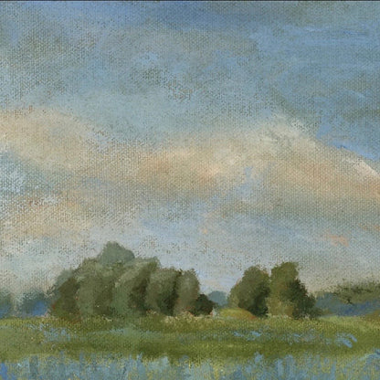 Meadow with bushy trees (antique French frame) 11x14”