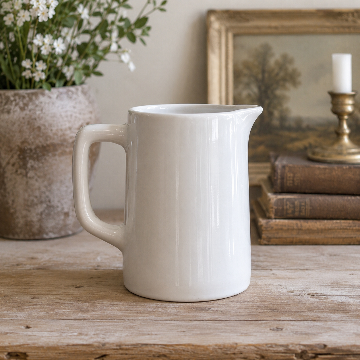 Antique English Vitrified Ironstone Pitcher John Maddock & Sons Ltd., England | Circa 1920–1940