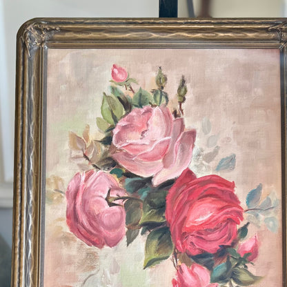 Vintage Floral Oil Painting in Gilt Frame