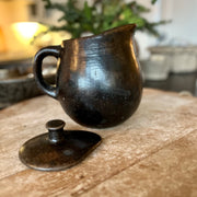 Hand-Thrown Black Pottery Pitcher (Lidded)