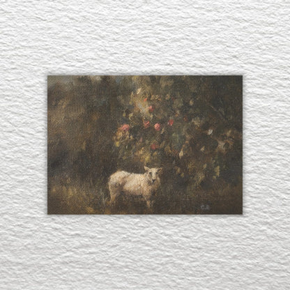 Under the apple tree, in vintage style frame