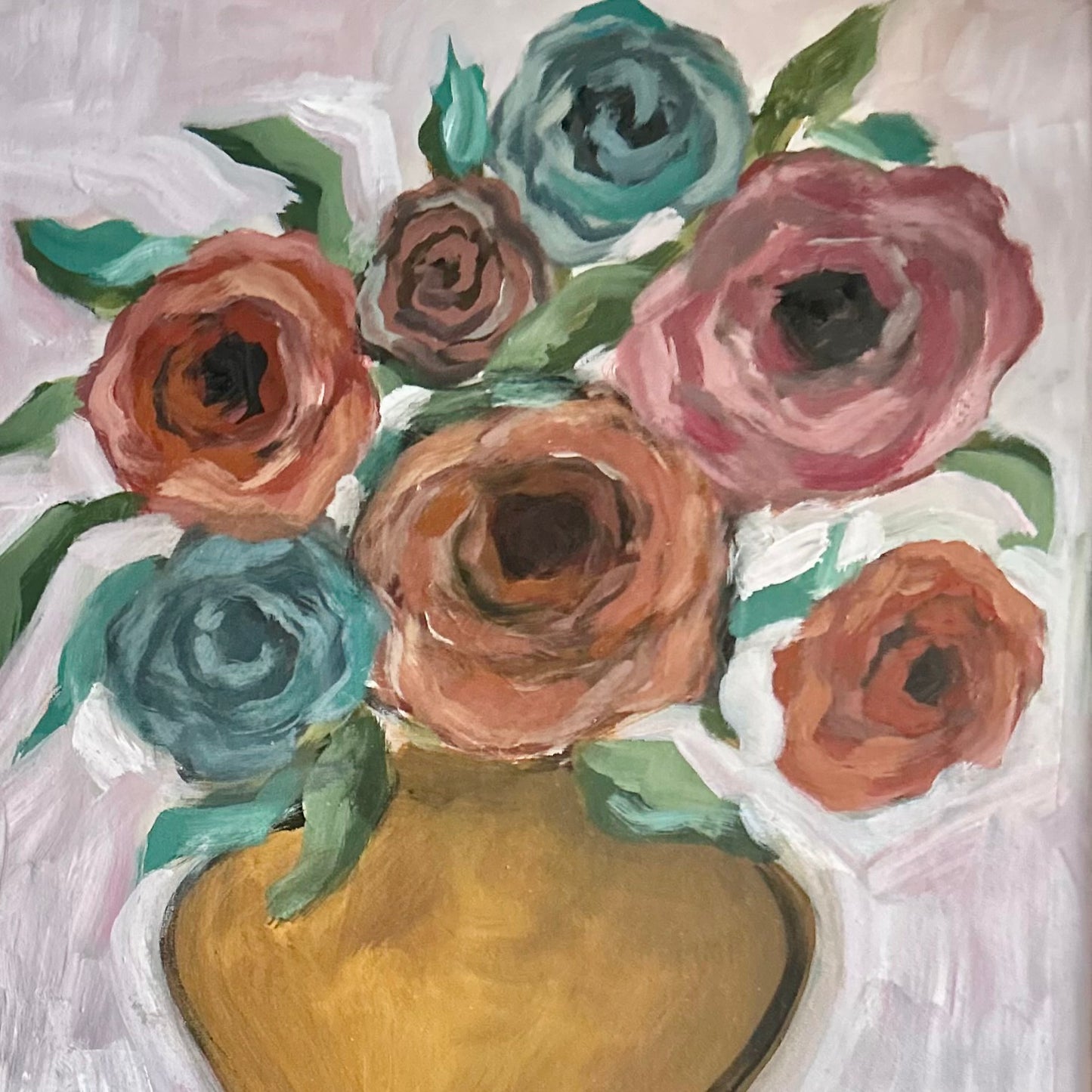 Gathered Blooms in an Ochre Vase