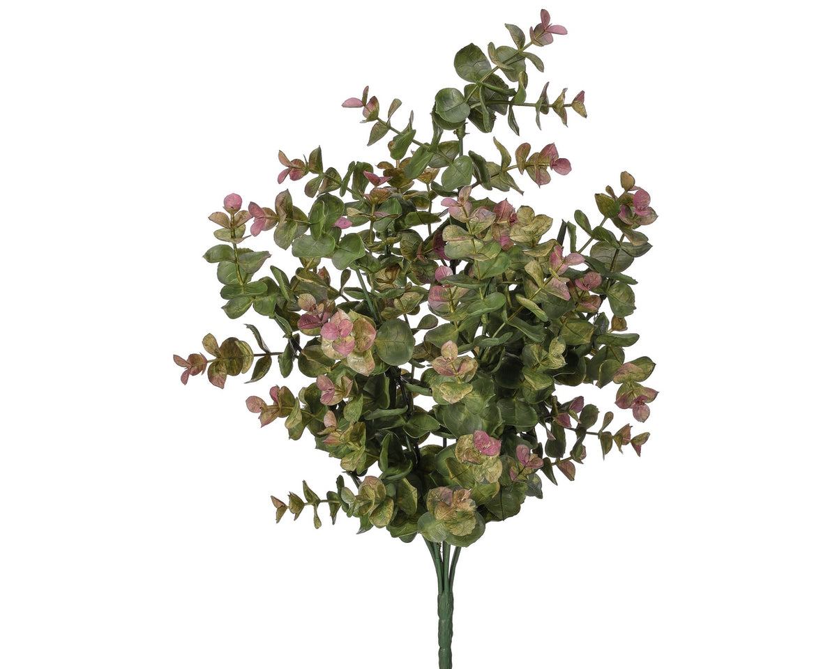 15.5" EUCALYPTUS BUSH - GREEN/PINK
