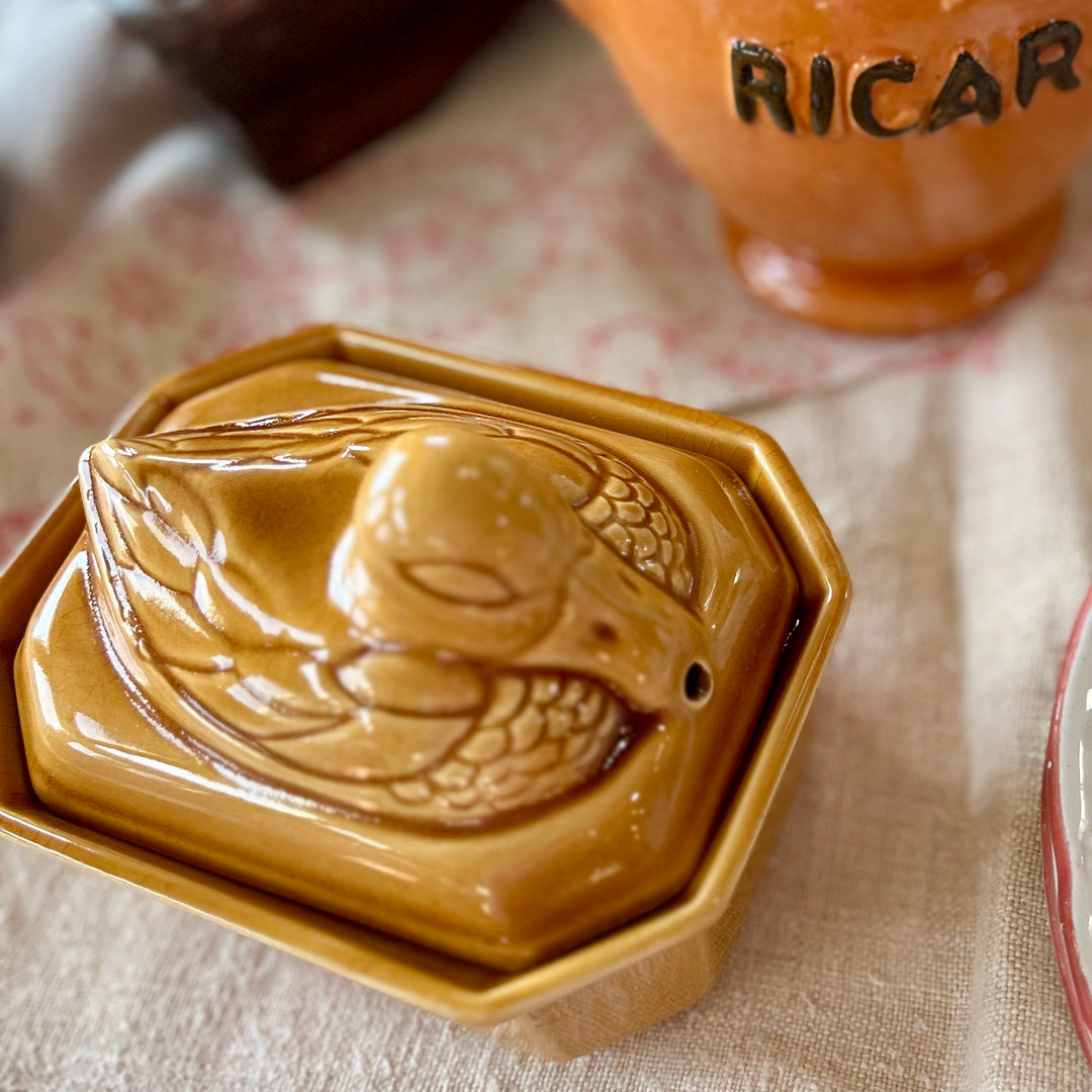 Vintage French country stoneware pâté terrine, mid-20th century