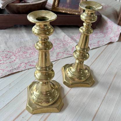 Pair of Antique English Brass Candlesticks|England, c. 1890–1915
