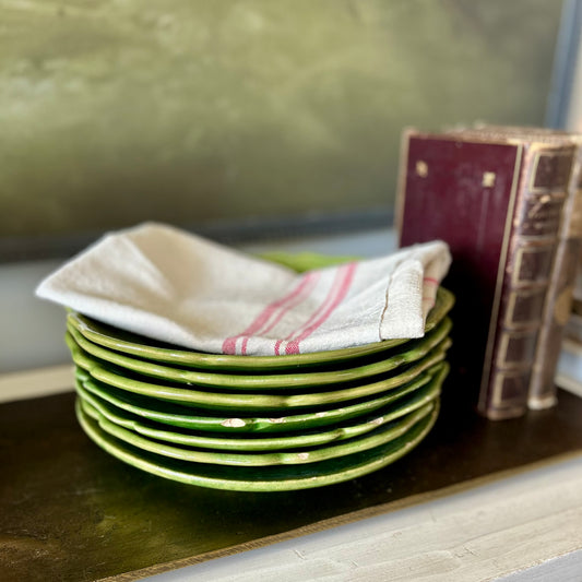 Collected Set of 11 Biot Provence Green Faïence Plates