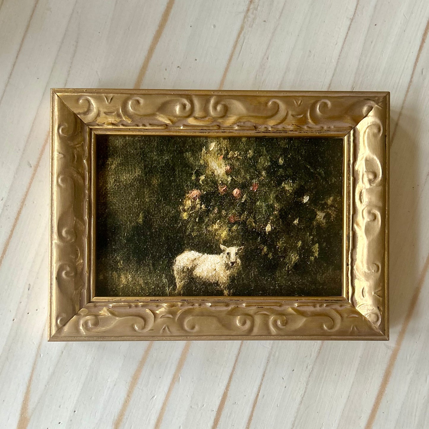 Under the apple tree, in vintage style frame