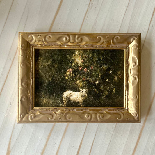 Under the apple tree, in vintage style frame