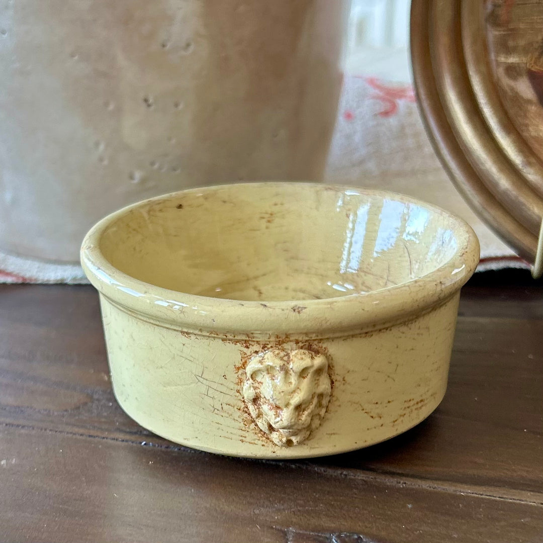 Antique Sarreguemines Lion-Head Ramekin