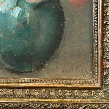 Antique Signed Watercolour Floral Still Life, Dated 1923 | Ornate Gilt Frame