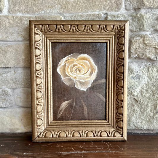 Elegant solitude-original oil on canvas in vintage frame