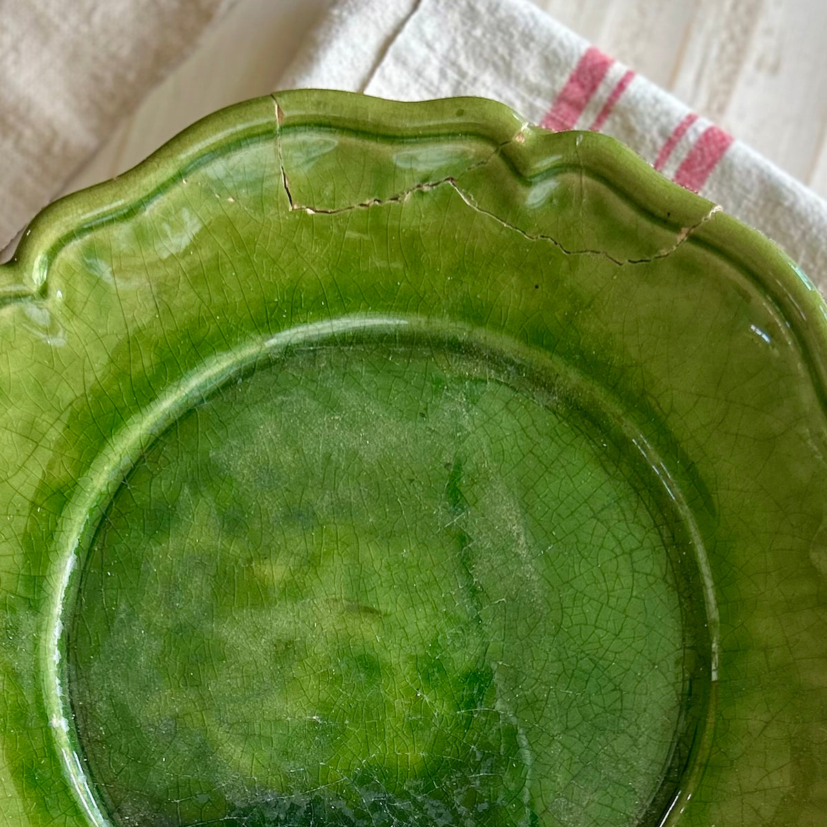 Collected Set of 11 Biot Provence Green Faïence Plates