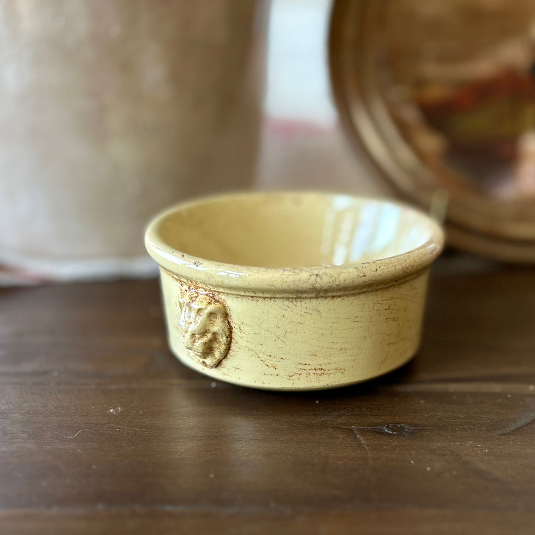 Antique Sarreguemines Lion-Head Ramekin