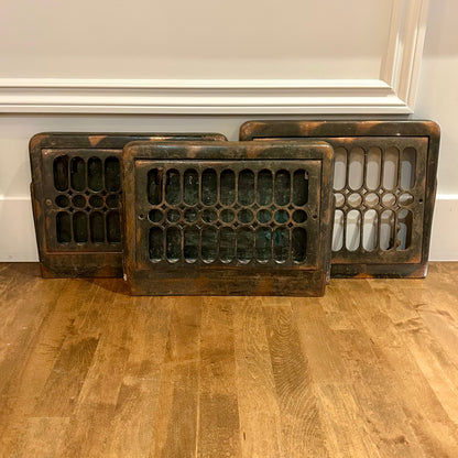 Pair of Antique Cast-Iron Heating Grates & Matching Cold-Air Return — Patented August 6th, 1900