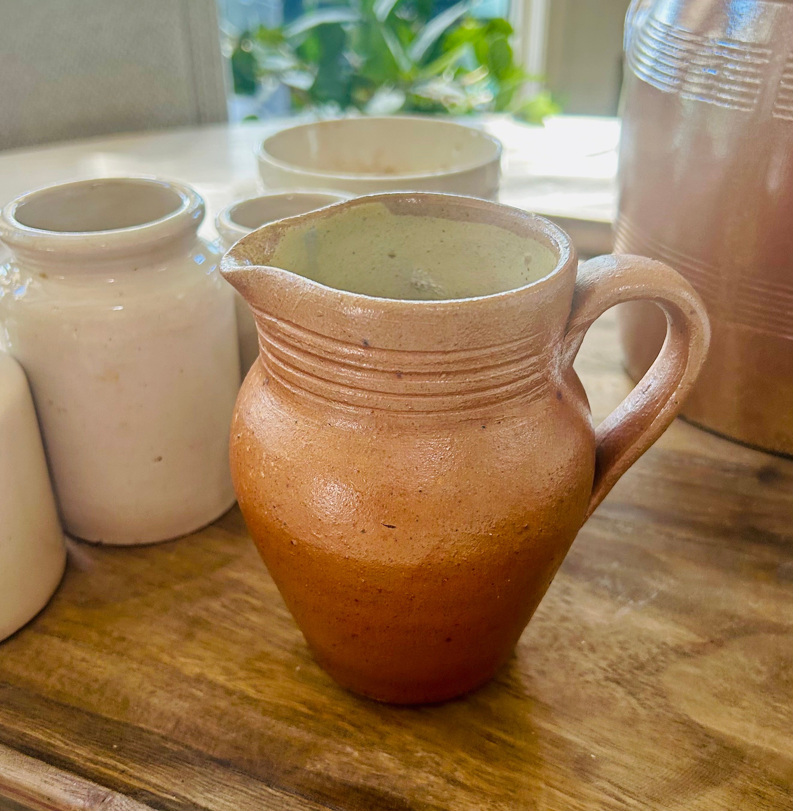 Antique French stoneware pitcher