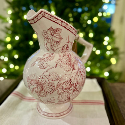 Vintage red transferware pitcher