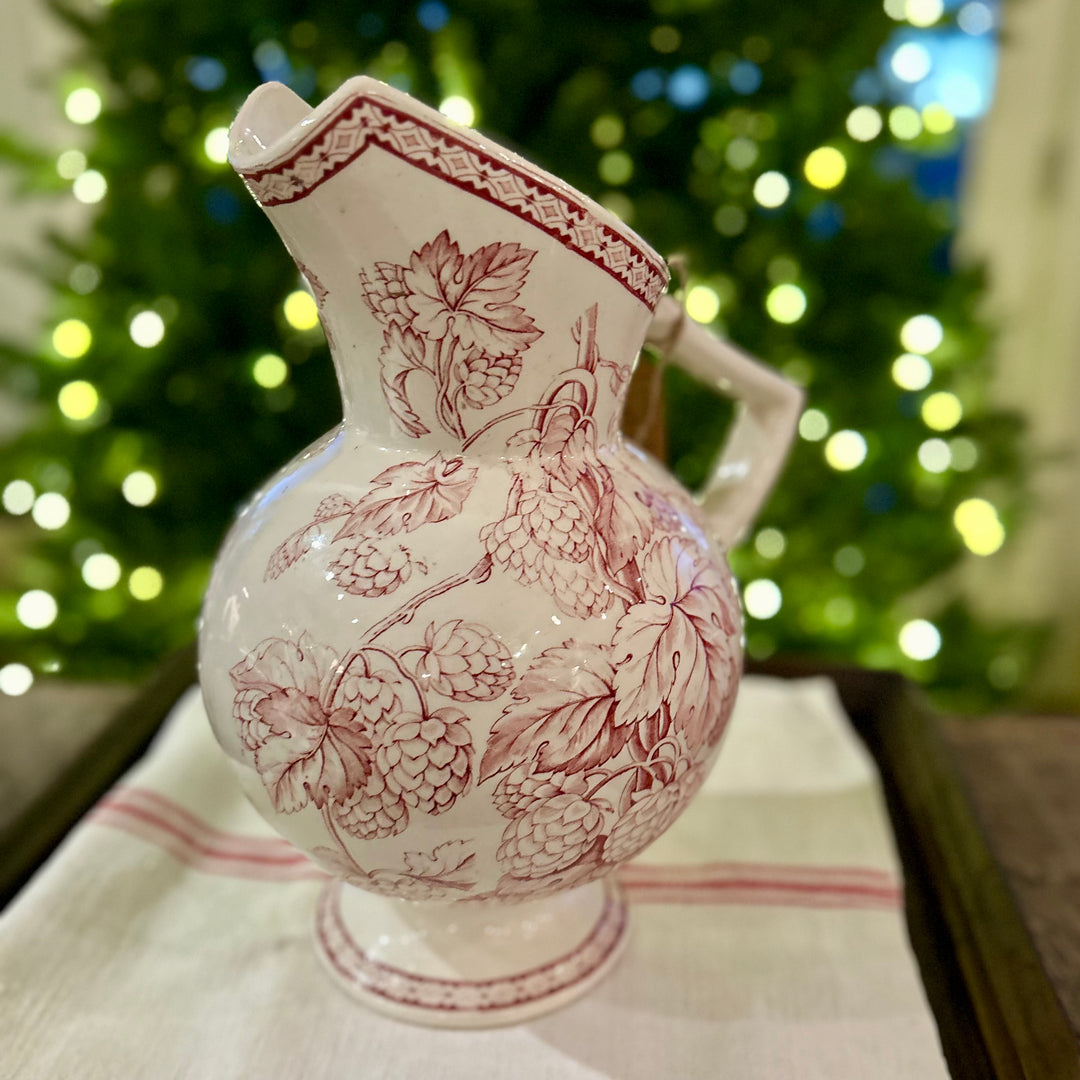 Vintage red transferware pitcher