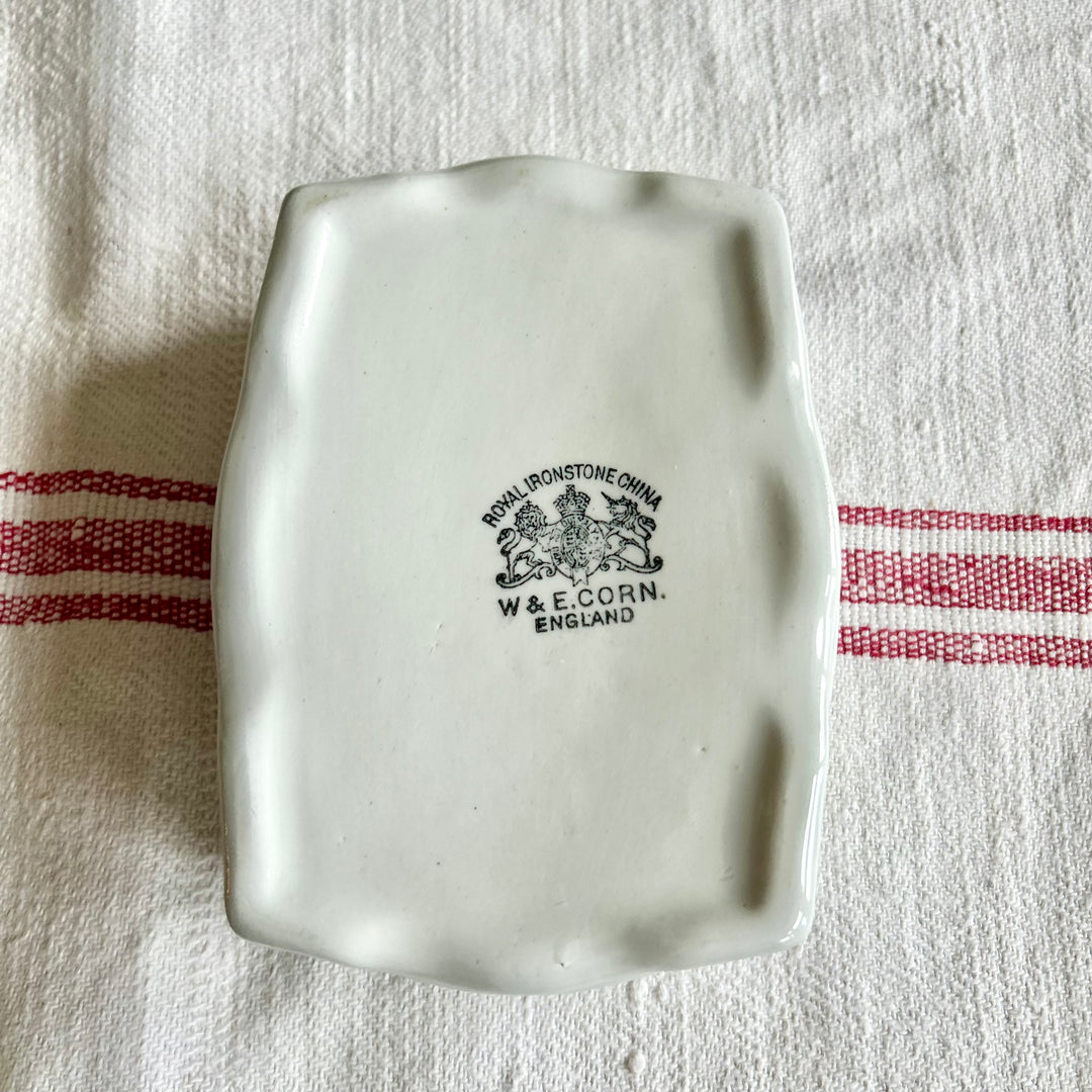Antique English Ironstone Butter Dish with Drainer