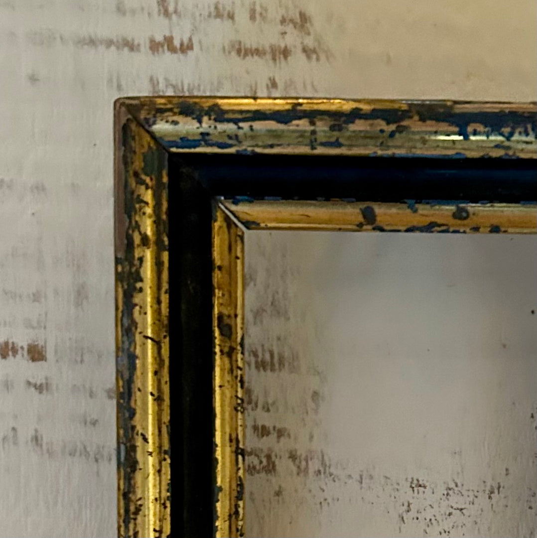 Antique Petite Distressed Gilt & Ebony Frame