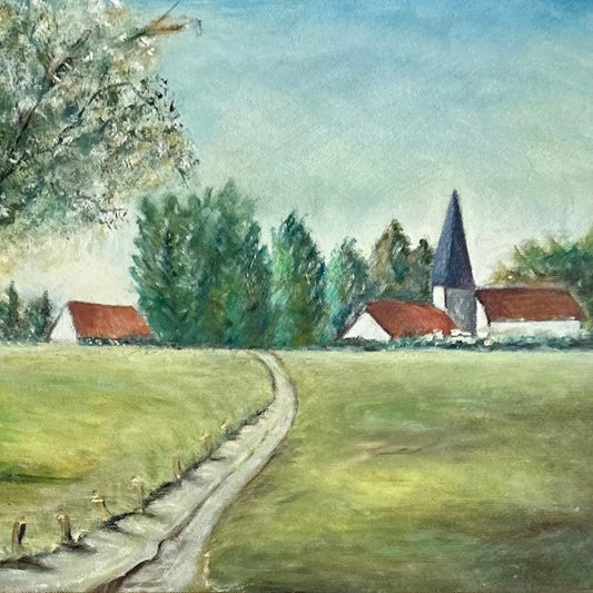 Quiet Path to the Village - oil on canvas