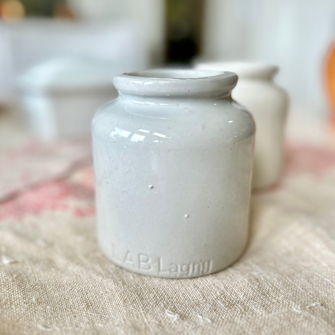 Antique French Stoneware Mustard Pots — L.A.B Lagny