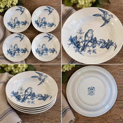 Set of Vintage Boch Frères “Fauvette” Soup Bowls
