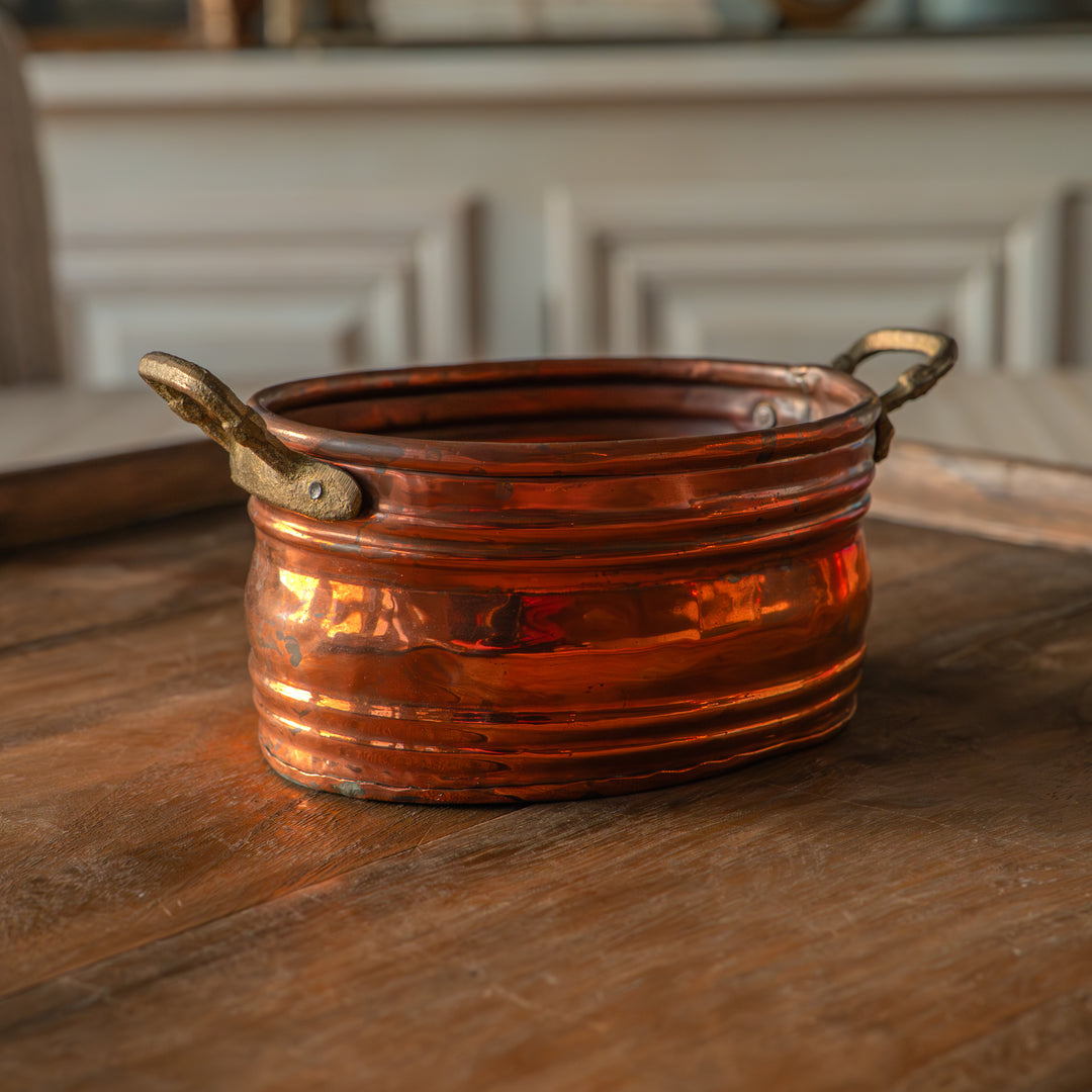 Petite French Copper Pot with Brass Handles