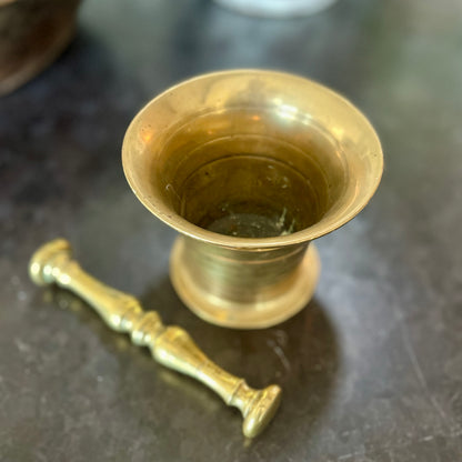 Antique Brass Mortar and Pestle
