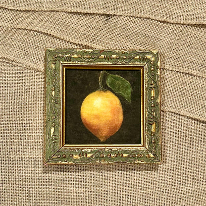 Hanging lemon - fine art print in vintage frame