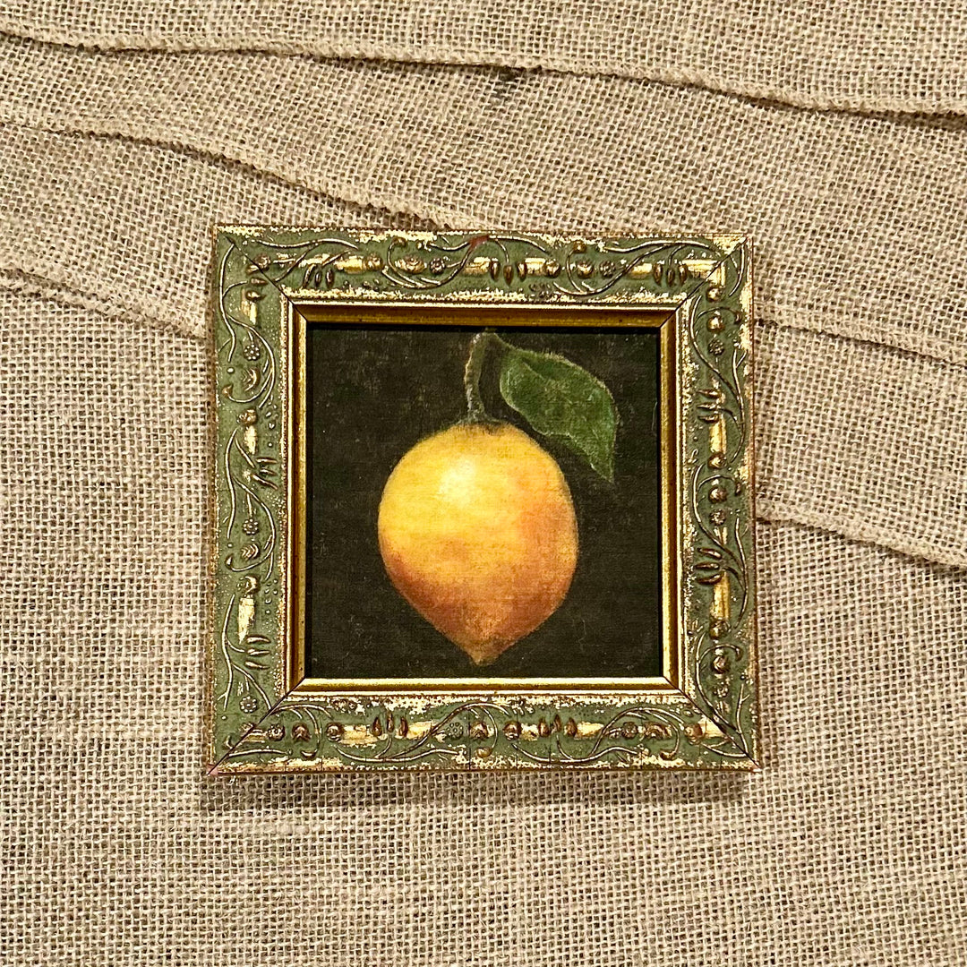 Hanging lemon - fine art print in vintage frame