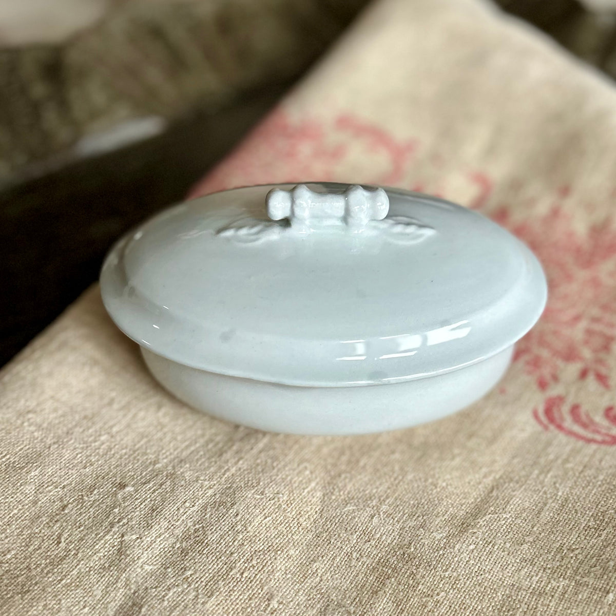 Antique Ironstone Covered Dish