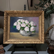 Oil Painting of Peonies in Vintage Gilt Frame