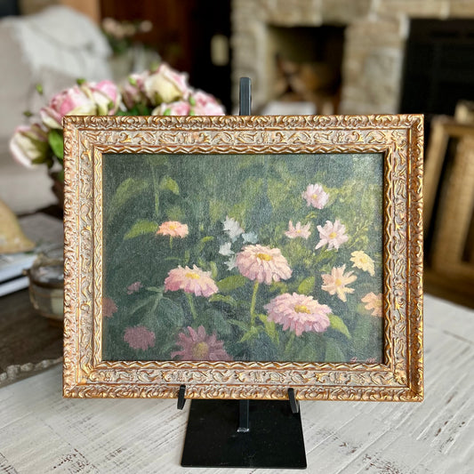 Original Oil Floral Painting in Vintage-Style Frame by Jacob Mark