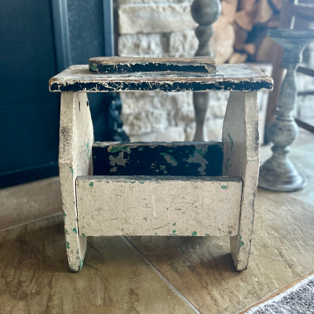 Vintage Wooden Shoe Shine Box with Original Paint, c. 1930s