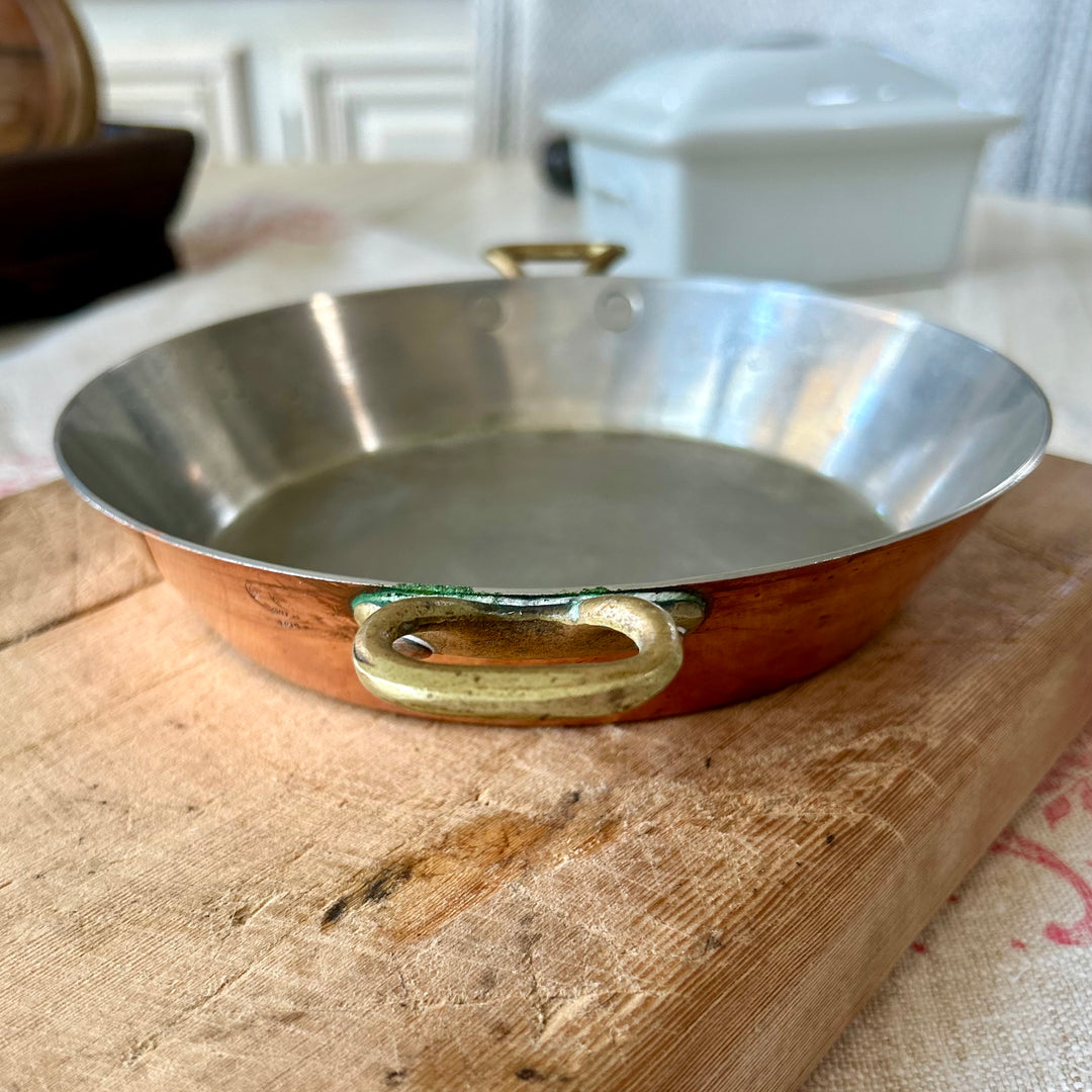 Petite French Copper Pan with Brass Handles
Mid-20th Century