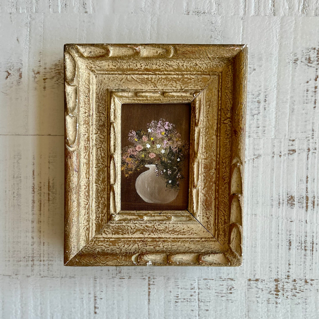 Petite Oil on Canvas Still Life in Antique Gilt Frame