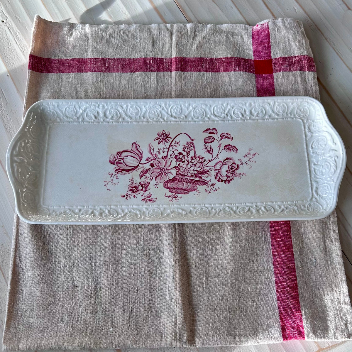 Early 20th-Century Crown Devon Floral Transferware Tray