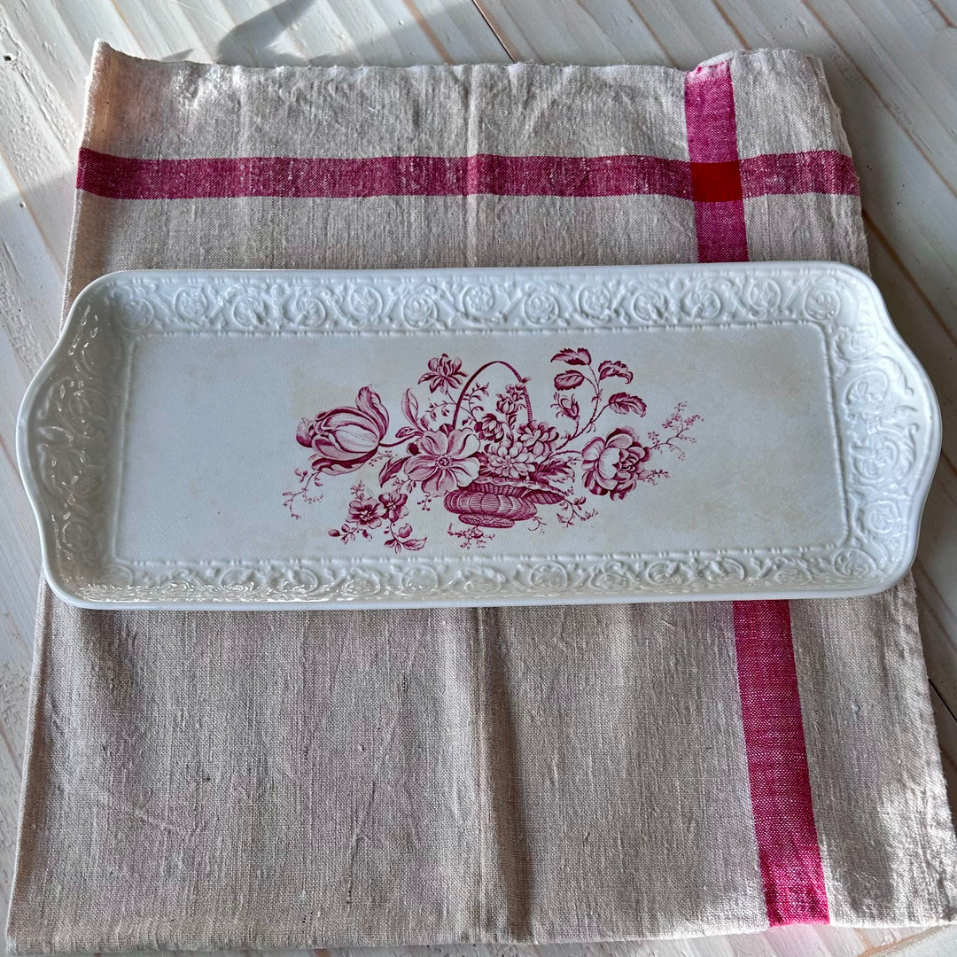 Early 20th-Century Crown Devon Floral Transferware Tray