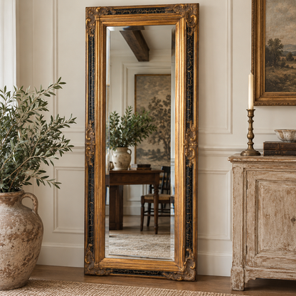 Vintage Quebec-Made Gilt Floor Mirror