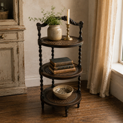 Antique Victorian Three-Tier Caned Whatnot Stand