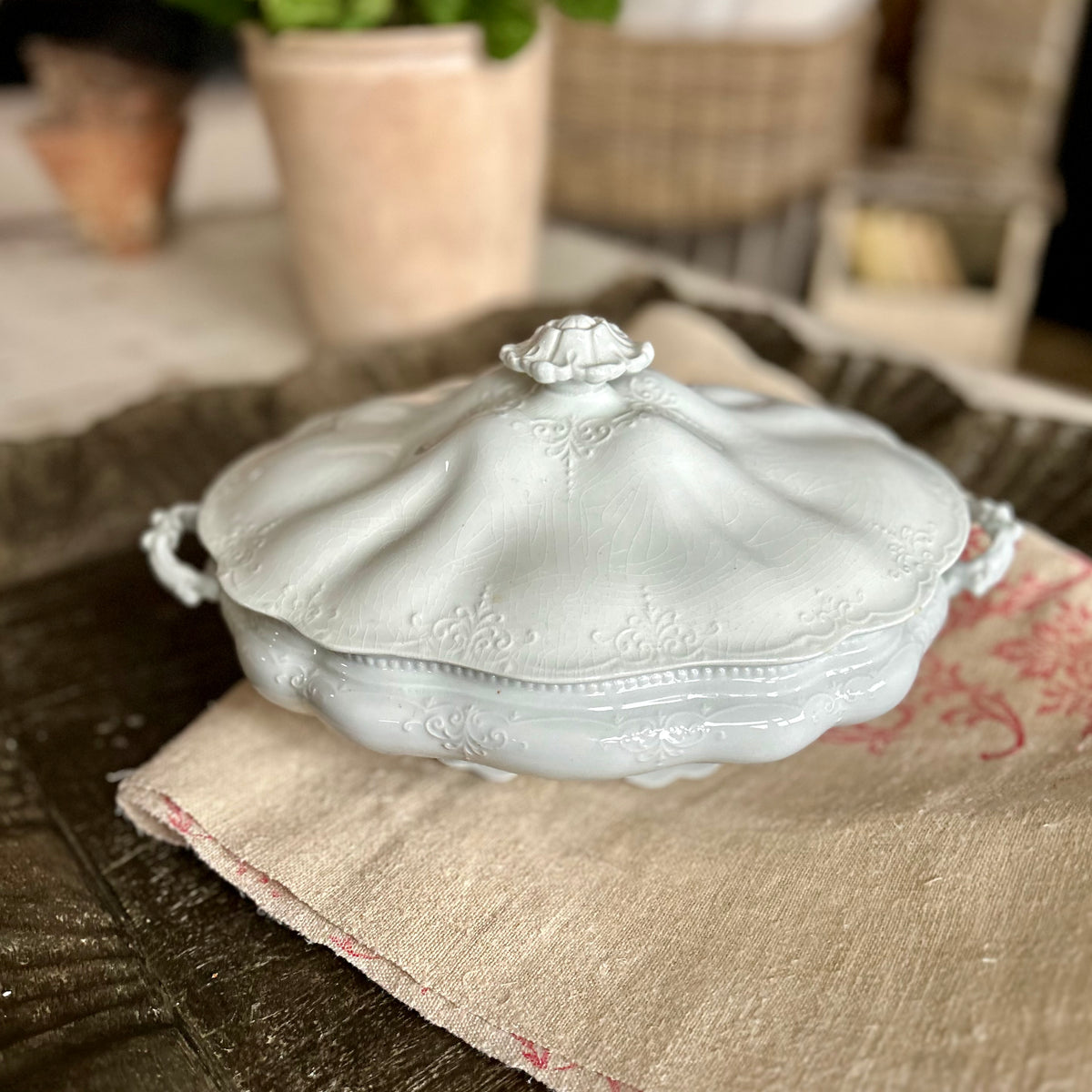 Antique Ironstone Covered Serving Dish – J & G Meakin, Hanley, England