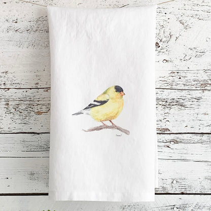 Goldfinch French linen tea towel