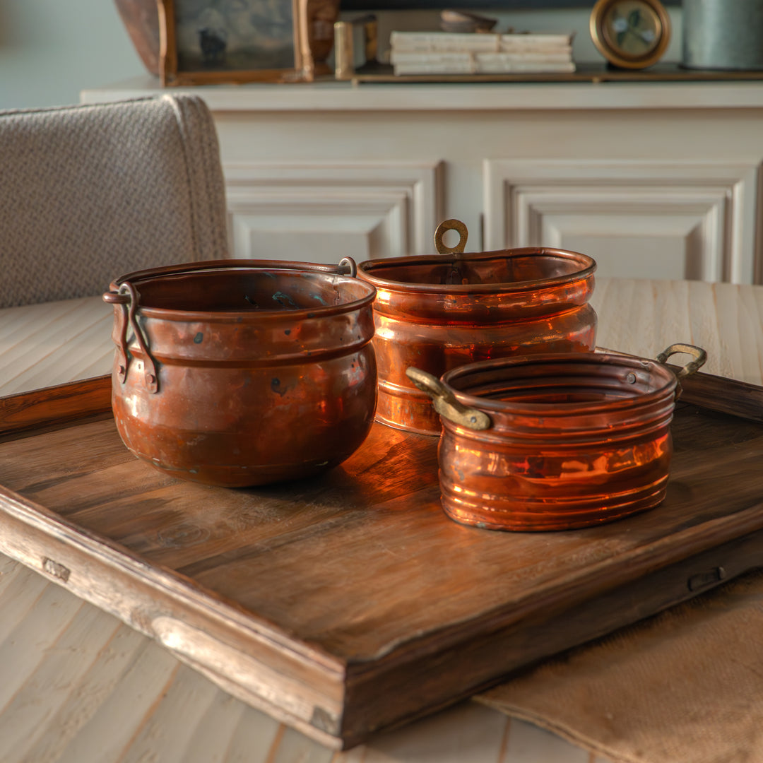 Petite French Copper Pot with Brass Handles