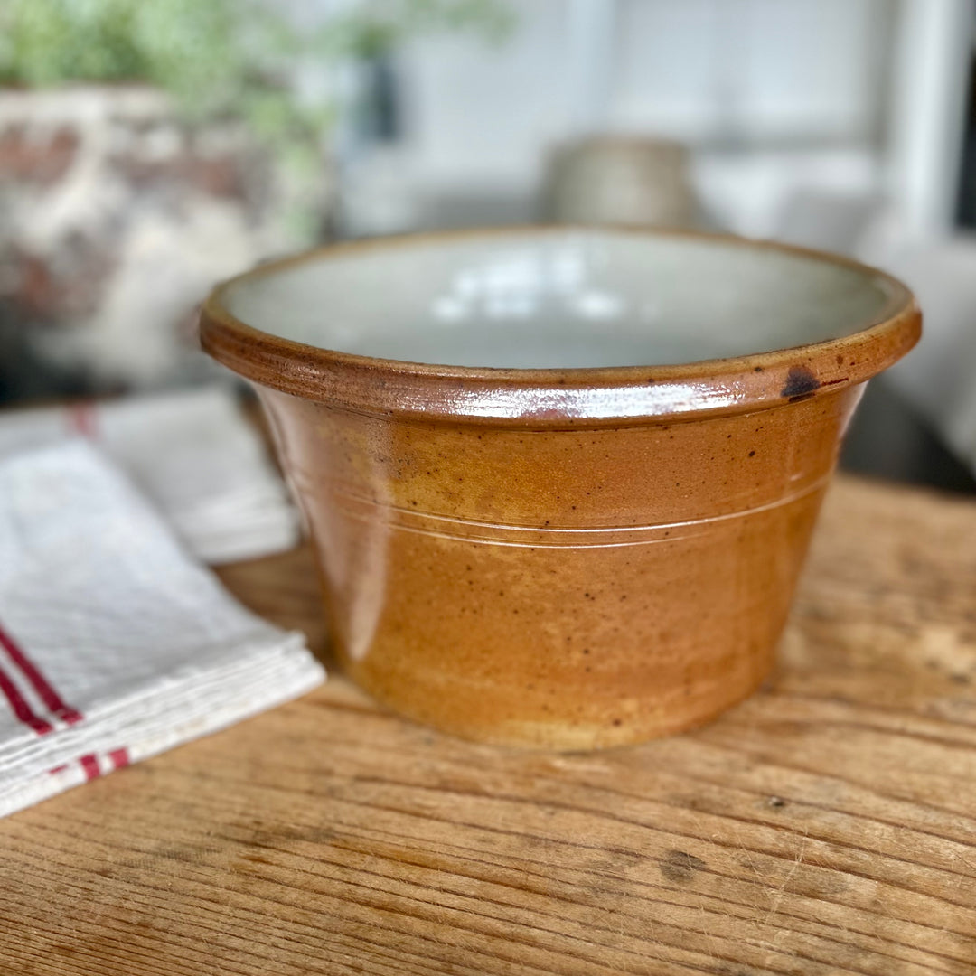 Antique European Glazed Stoneware Mixing Bowl
