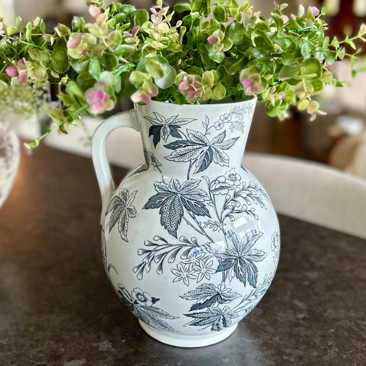 Antique English Black Transferware Jug – Madeley PB&S, Rare Form