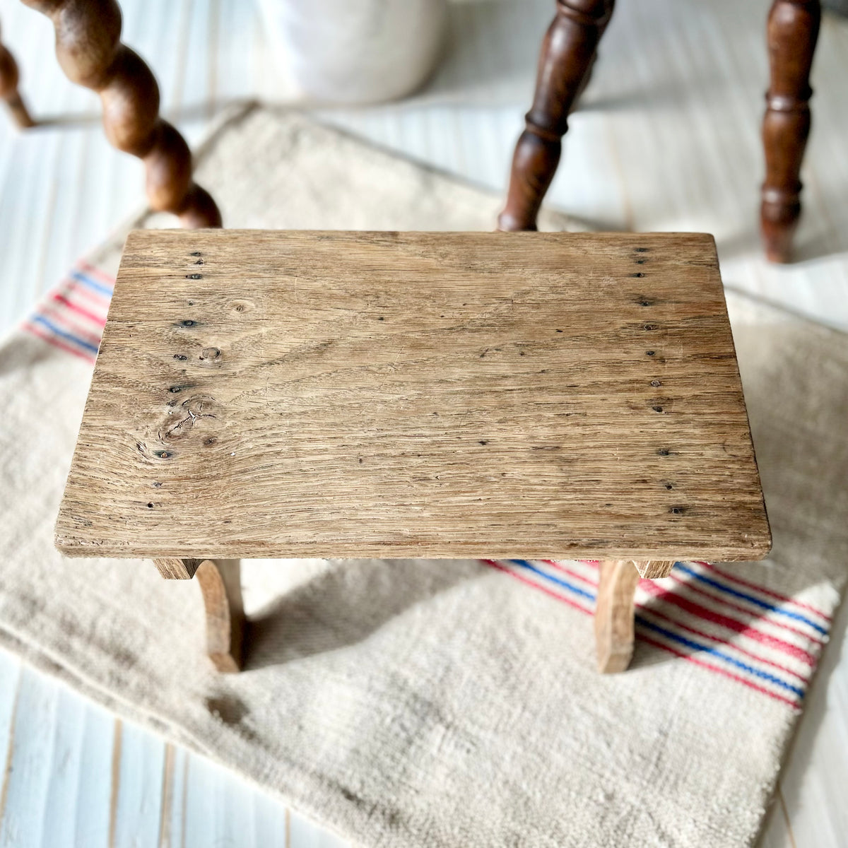Vintage Primitive French Wooden Milking Stool